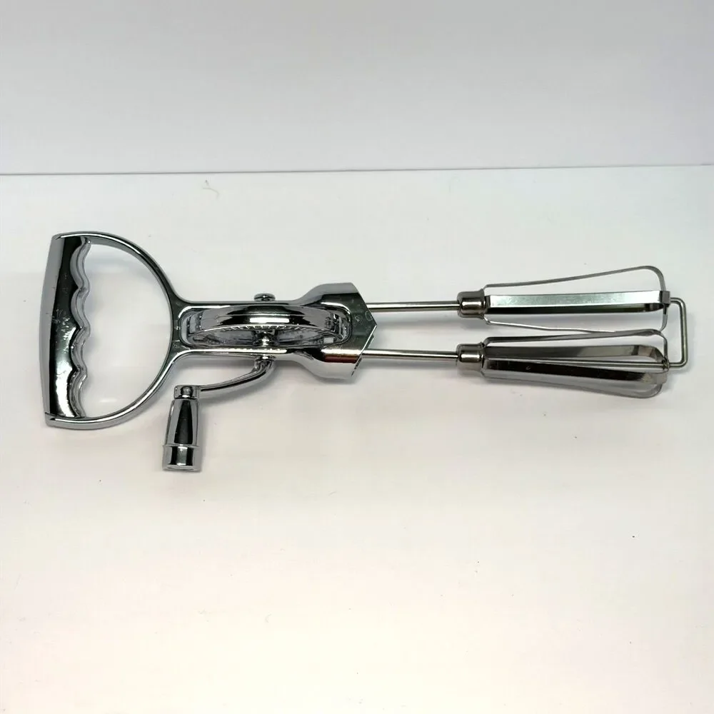 Unbranded Vintage 12-Inch Rotary Egg Beater, Baking Utensil, Kitchen Gadget